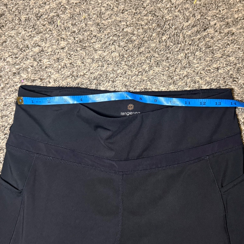 Tangerine Large Black and Teal Athletic Leggings - Picture 3 of 6